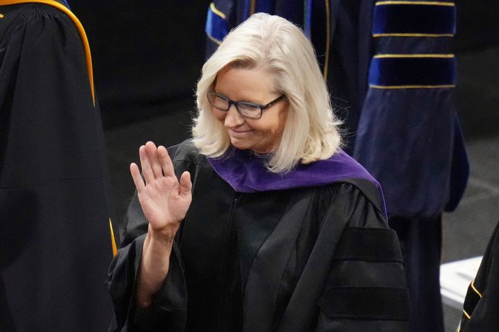 Former Rep. Liz Cheney delivered the commencement address at Colorado College in Colorado Springs on Sunday.