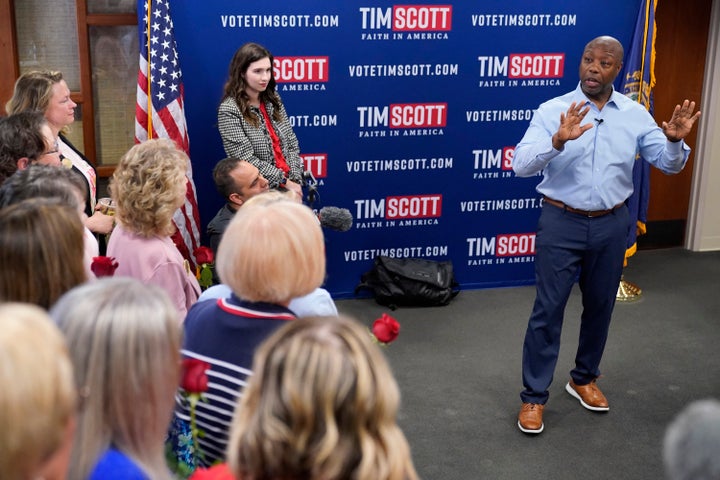 Republican presidential candidate South Carolina Sen. Tim Scott speaks during a campaign event with the New Hampshire Federation of Republican Women, May 25, 2023, in Manchester, N.H. When Scott launched his campaign for the White House last week, the notoriously prickly former President Donald Trump welcomed his new competitor with open arms. “Good luck to Senator Tim Scott in entering the Republican Presidential Primary Race,” Trump said. (AP Photo/Robert F. Bukaty, File)