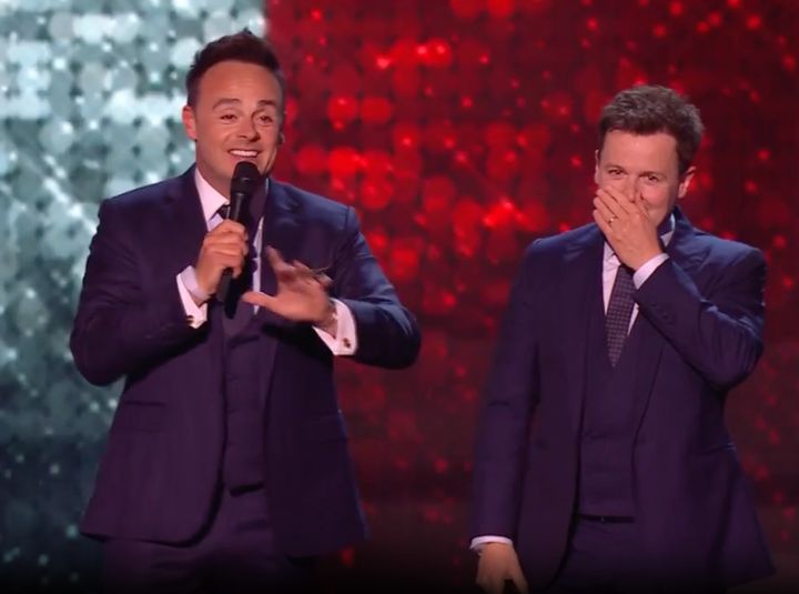 Ant and Dec discussing the unfortunate start to the BGT live show
