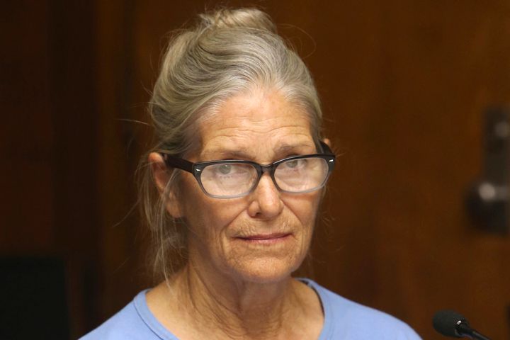 Leslie Van Houten attends her parole hearing at the California Institution for Women Sept. 6, 2017 in Corona, Calif. 