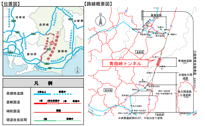 青崩峠トンネルの位置関係