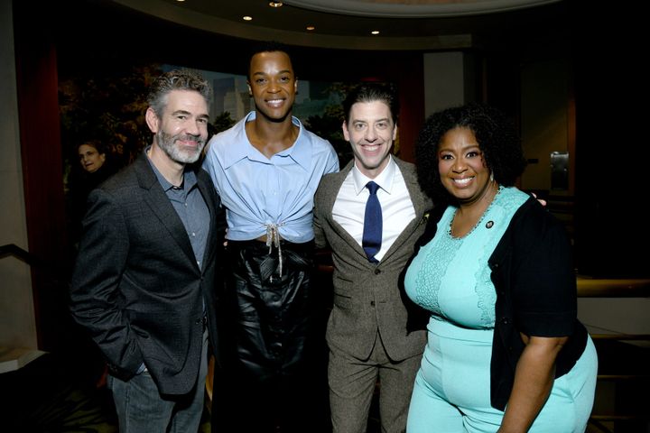 Williams (right) poses with her "Some Like It Hot" co-stars Kevin Del Aguila, J. Harrison Ghee and Christian Borle. 