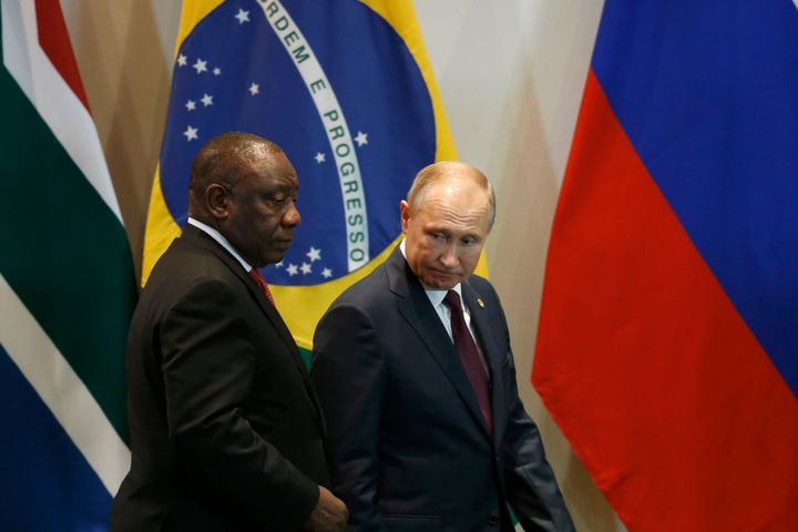 Οι πρόεδροι Ν.Αφρικής και Ρωσίας, Σύνοδος Κορυφής BRICS, 2019