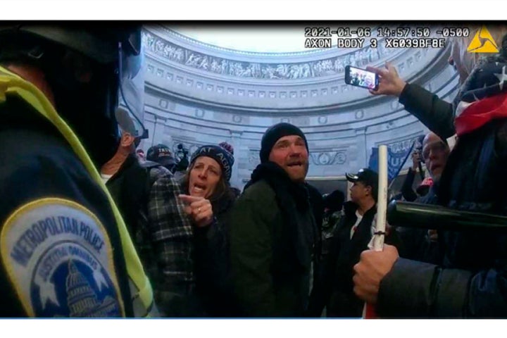 Video from a police body-worn camera shows Pauline Bauer in the Rotunda of the U.S. Capitol on Jan. 6, 2021, authorities said.