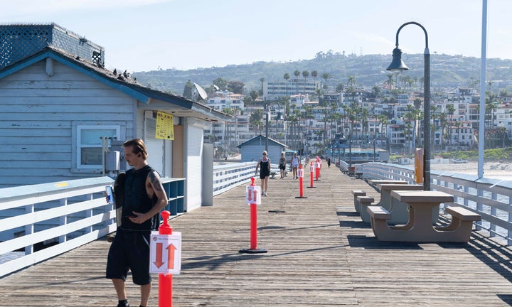 The San Clemente Pier, located south of Los Angeles, is pictured during the day.