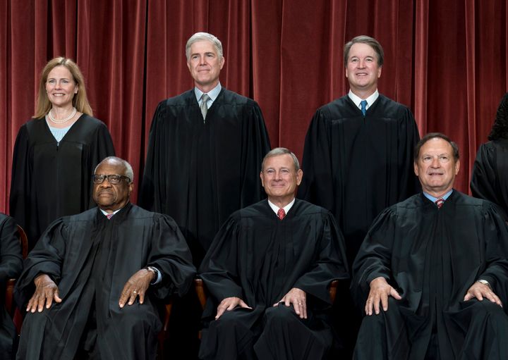Conservative members of the Supreme Court are seen during a photo session in Washington on Oct. 7.