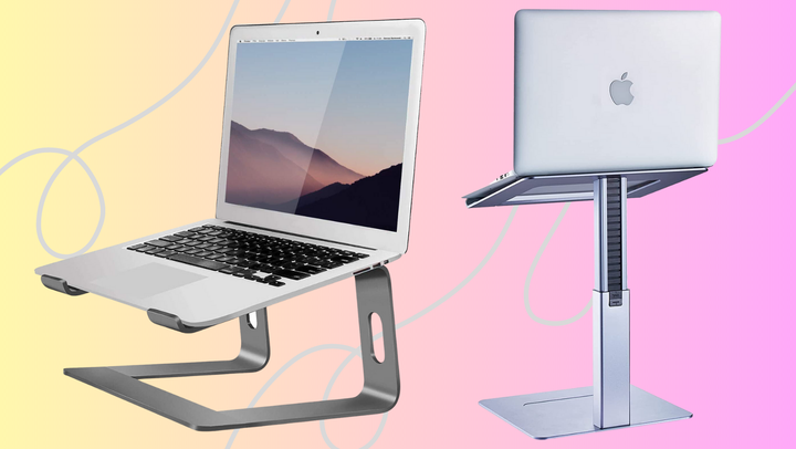 A classic laptop riser and standing desk laptop riser.