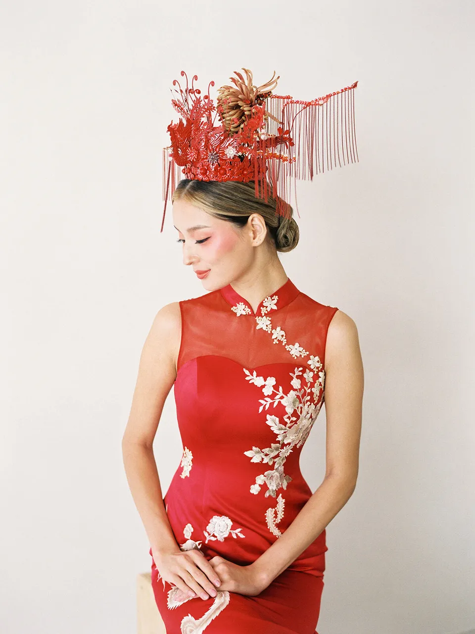  Shanghai Story Vietnam ao dai Dress Chinese Cheongsam Dress  Long Qipao S Red: Clothing, Shoes & Jewelry