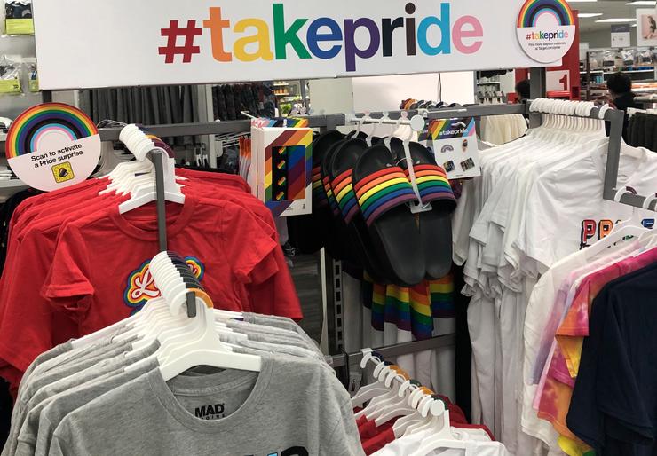 Pride merchandise is displayed at a Target store in Queens, New York. 