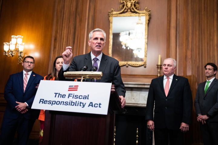 Speaker of the House Kevin McCarthy, conducts a news conference after the House passed the Fiscal Responsibility Act, which will raise the debt limit on Wednesday, May 31, 2023.