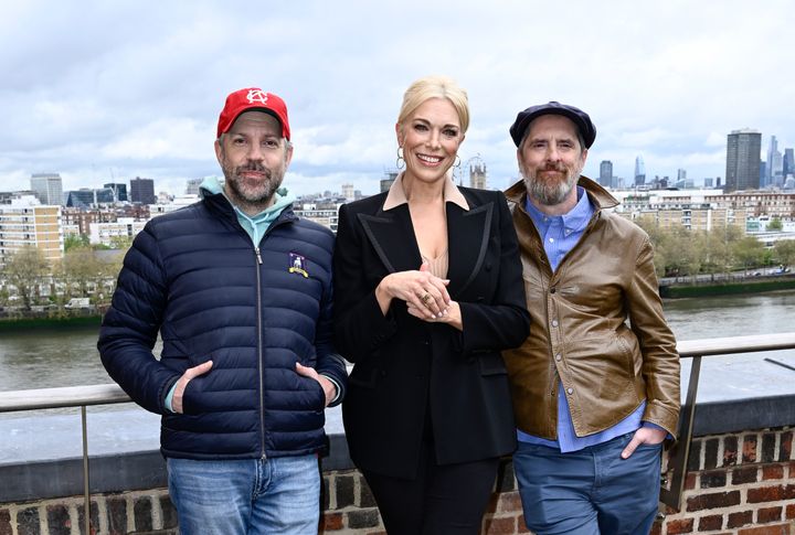Jason Sudeikis, Hannah Waddingham and Brendan Hunt during the photocall for Ted Lasso