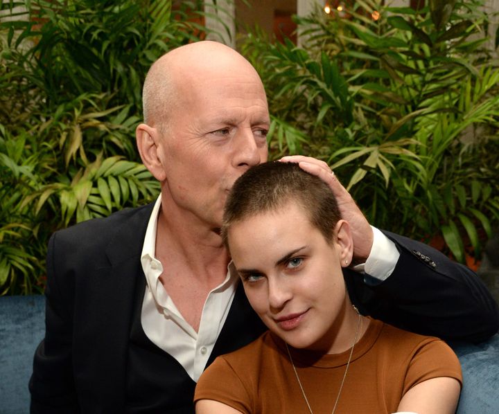 The father and daughter celebrate Bruce Willis' 60th birthday in 2015.