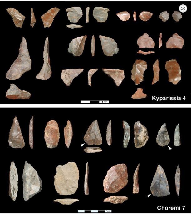 Λίθινα εργαλεία της θέσης Κυπαρίσσια 4 και Χωρέμη 7