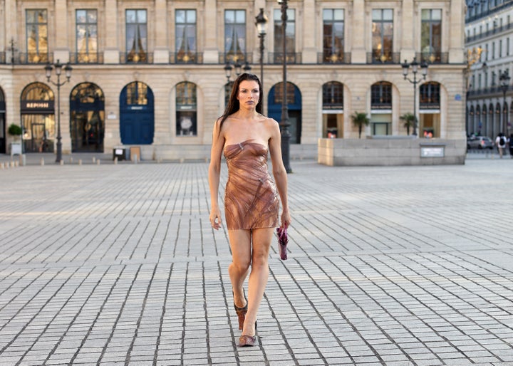 Julia Fox Wears See-Through Hair Dress In Paris