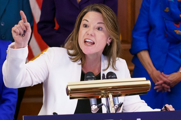 Rep. Angie Craig (D-Minn.), seen here in July 2022 speaking at a U.S. Capitol event, was assaulted in the elevator of her Washington apartment building last February. Kendrid Khalil Hamlin pleaded guilty Thursday to assaulting a member of Congress and assaulting law enforcement officers.
