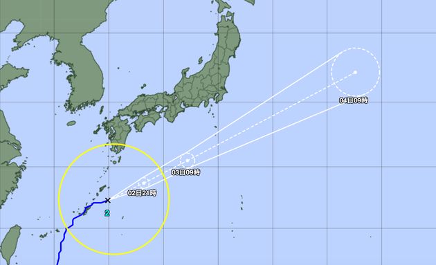 台風2号の予想進路