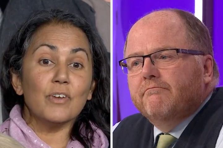 A BBC Question Time audience member slammed the Covid over its decision to take legal action over the Covid WhatsApp messages