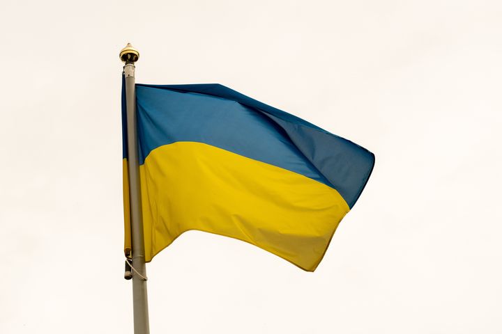 A Ukrainian flag.