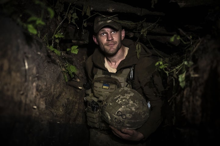 A Ukrainian soldier is seen on the frontline in Donetsk Oblast, Ukraine on May 28, 2023. Ukrainian defenders are continuing to fight for Bakhmut, where Russian forces declared victory after the longest, deadliest battle since their full-scale invasion began 15 months ago.