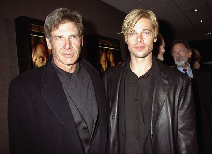 Harrison Ford and Brad Pitt at the premiere of "The Devil's Own" at Cinema One Theater. 