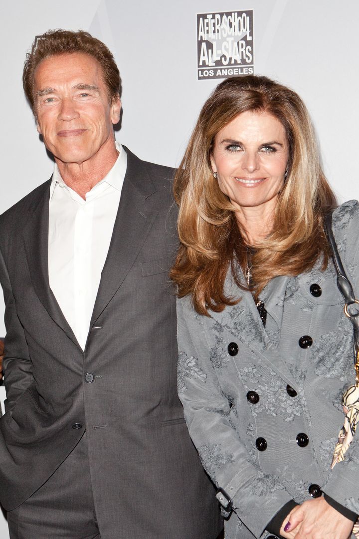 Arnold Schwarzenegger and then-wife Maria Shriver arrive at After-School All-Stars Hoop Heroes Salute launch party at Katsuya on Feb. 18, 2011, in Los Angeles, California.