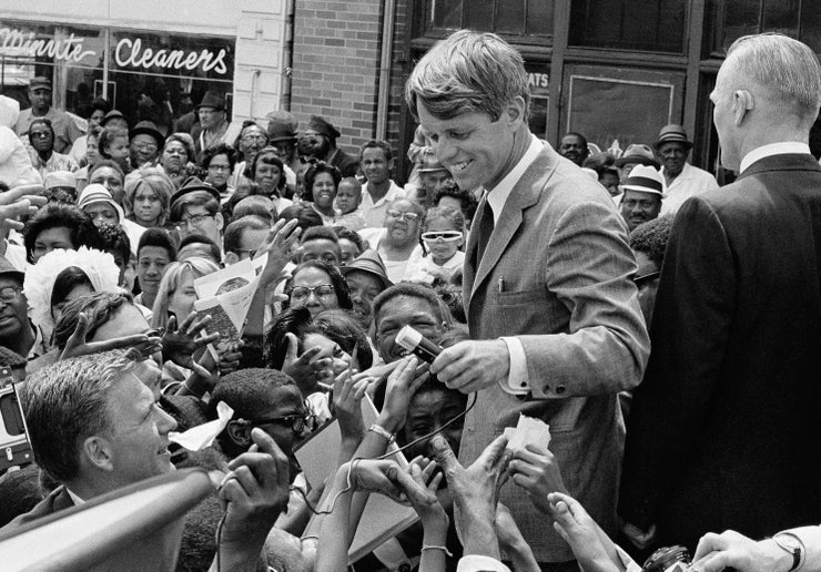 Robert Kennedy campaigning in Indianapolis, Indiana, on May 4, 1968.