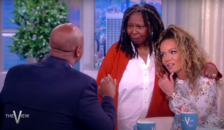 Whoopi joined fellow panellist Sunny Hostin on her side of the studio after Scott turned his back on her