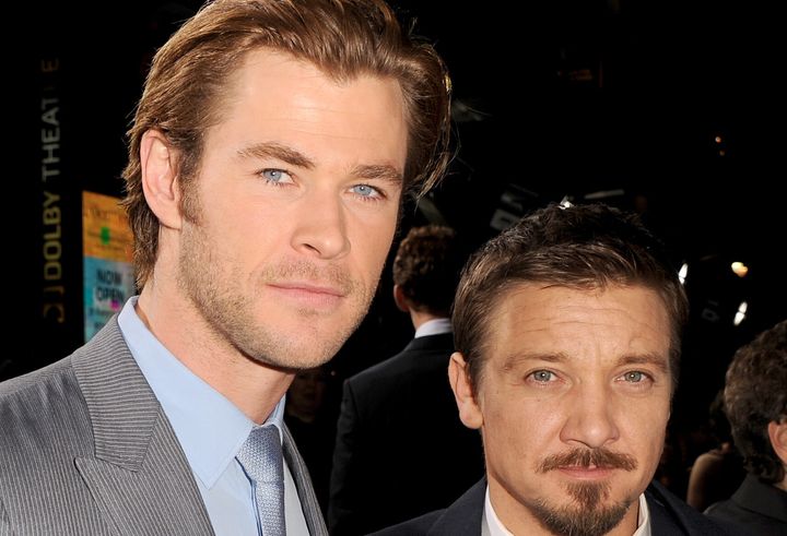 Chris Hemsworth and Jeremy Renner at the premiere of Thor: The Dark World
