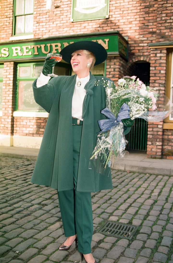 Julie on the set of Coronation Street in the early 90s