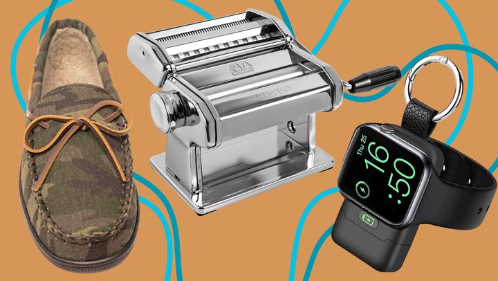 Minnetonka slippers, pasta maker and portable Apple watch chargers.