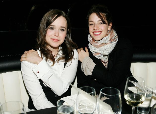 Page (left), before transitioning, while promoting the 2007 film “Juno” with Thirlby.