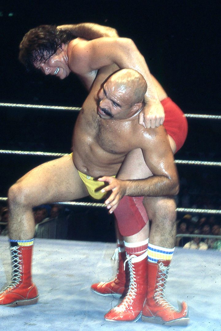 The Iron Sheik is seen wrestling Chavo Guerrero in the 1980's.