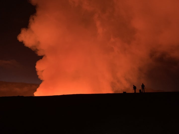 An aerial view of Kilauea volcano as it began to erupt around 4:44 a.m. on June 7, 2023 in Hawaii, United States. 