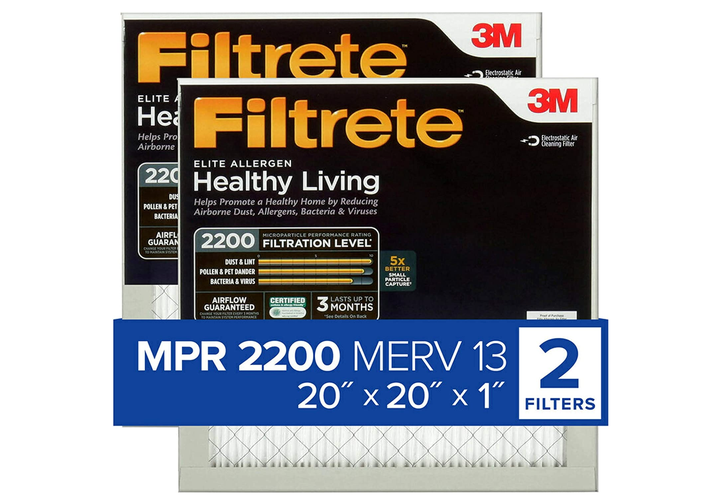 A 3M Filtrete air filter with MERV 13 capabilities. Whatever brand you buy, be sure to check the dimensions of your old filter first. (They're typically printed on the sides of the filter.)