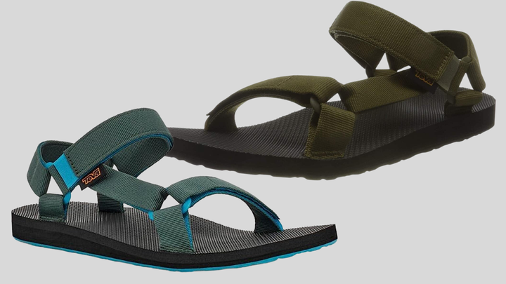 Men's Tevas in shock green and dark olive