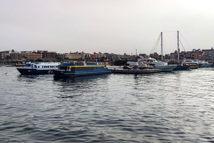 Boats are docked at the Hurghada Marina in Egypt's southern Red Sea resort city, where a Russian national was mauled by a shark.