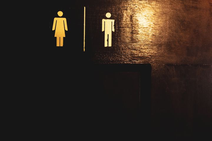 gender inclusive restroom sign including male & female figures ~ shot with canon eos R5