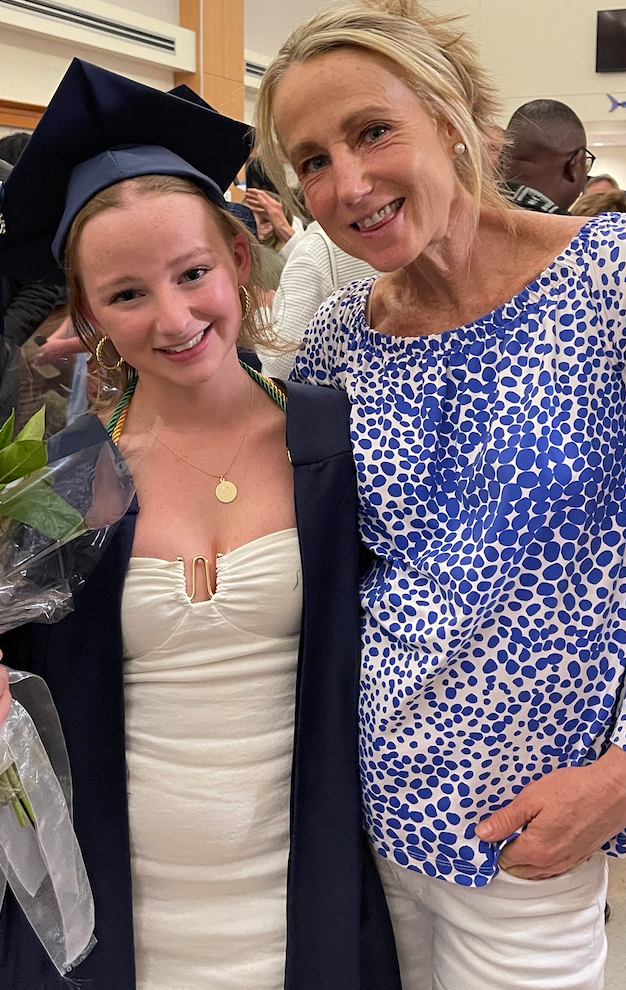 The author with Emily on high school graduation night