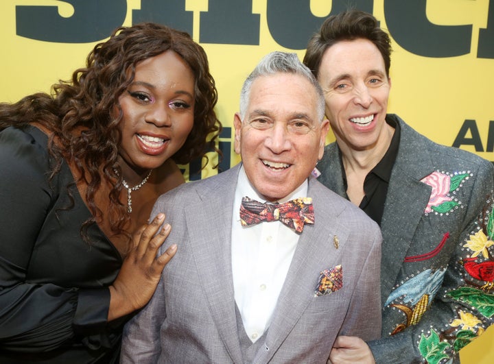 “I don’t know that this show could’ve worked four years ago,” said playwright Robert Horn (center, with "Shucked" actors Alex Newell and Kevin Cahoon).