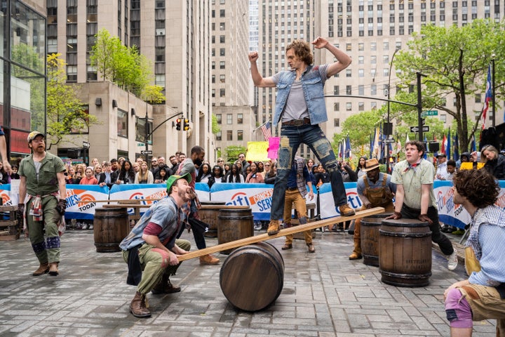 "Shucked" star Andrew Durand (upper right) performs on NBC's "Today" last month.