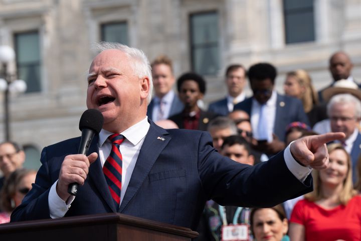 Walz speaks in late May before signing a new budget bill.