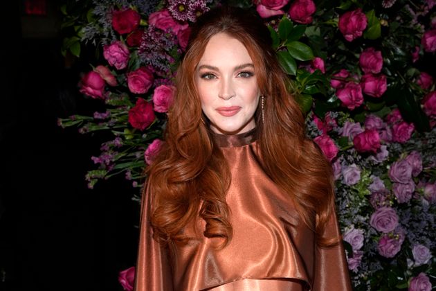 Lindsay Lohan at the Christian Siriano Fall/Winter 2023 fashion show in New York on Feb. 9, 2023. 