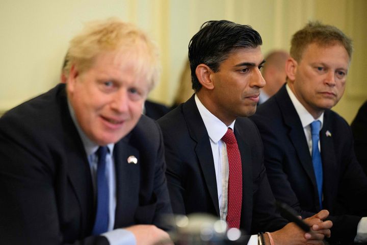 Grant Shapps (right) has hit out at Boris Johnson in his feud with Rishi Sunak.