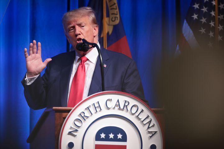 Donald Trump speaking in North Carolina over the weekend