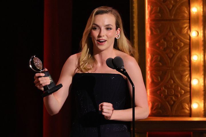 Jodie Comer accepts the award for Best Leading Actress in a Play for Prima Facie onstage during The 76th Annual Tony Awards 