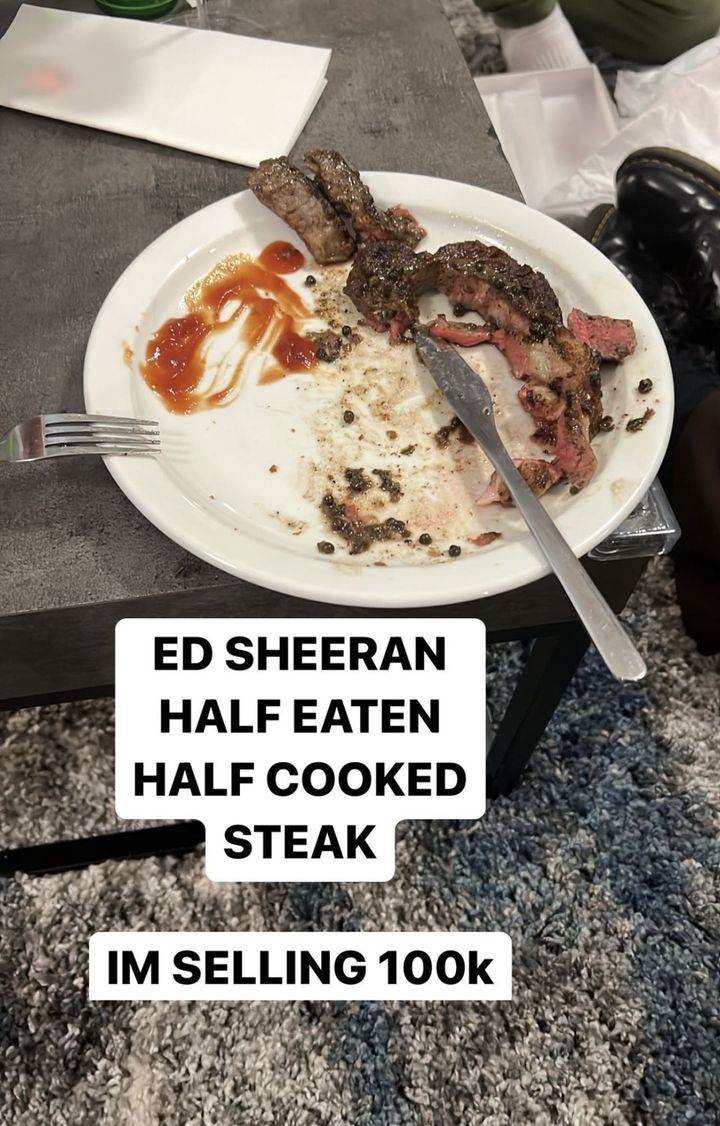 Lil Nas treated his followers to a shot of Ed Sheeran's unfinished dinner