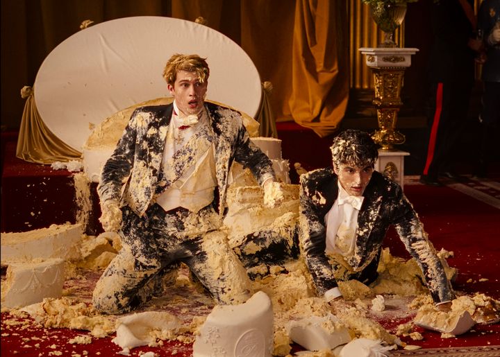 Nicholas Galitzine (left) and Taylor Zakhar Perez in "Red, White & Royal Blue." 