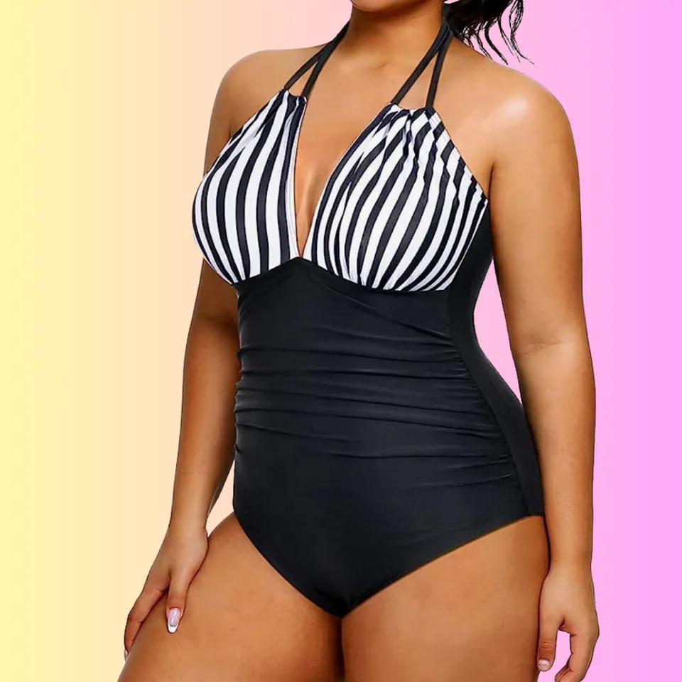 Daci Black Plus Size One Piece Swimsuits for Women Flowy