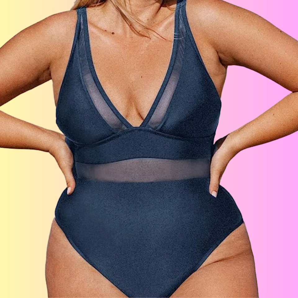 Black Cut Out Plunge Back Hook One Piece Swimsuit - Meet.Curve