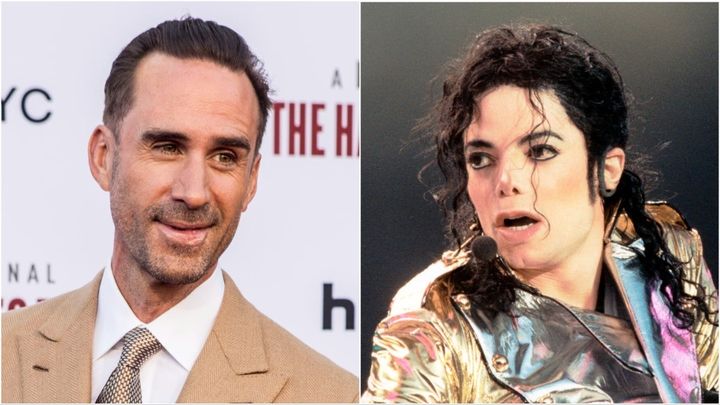 Joseph Fiennes (left, in 2023) and Michael Jackson (in 1995). 